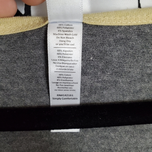 4/$25 LuLaRoe Prefect T Top Grey w Tellow Stripe - Picture 5 of 8